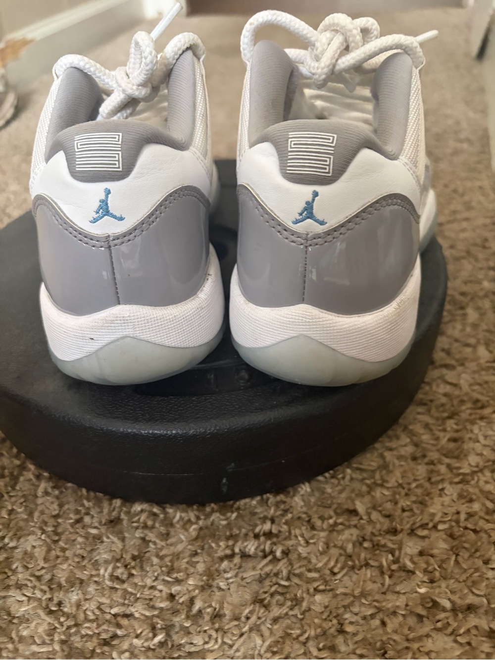 Jordan Kids White & Gray Low-Top Sneakers with Light Blue Jumpman